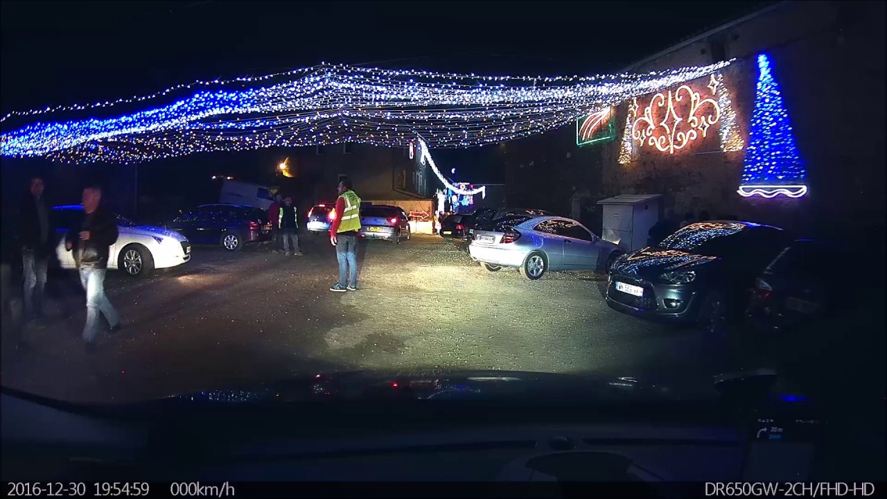 Dashcam Visit of Beautiful French Village with Christmas Display