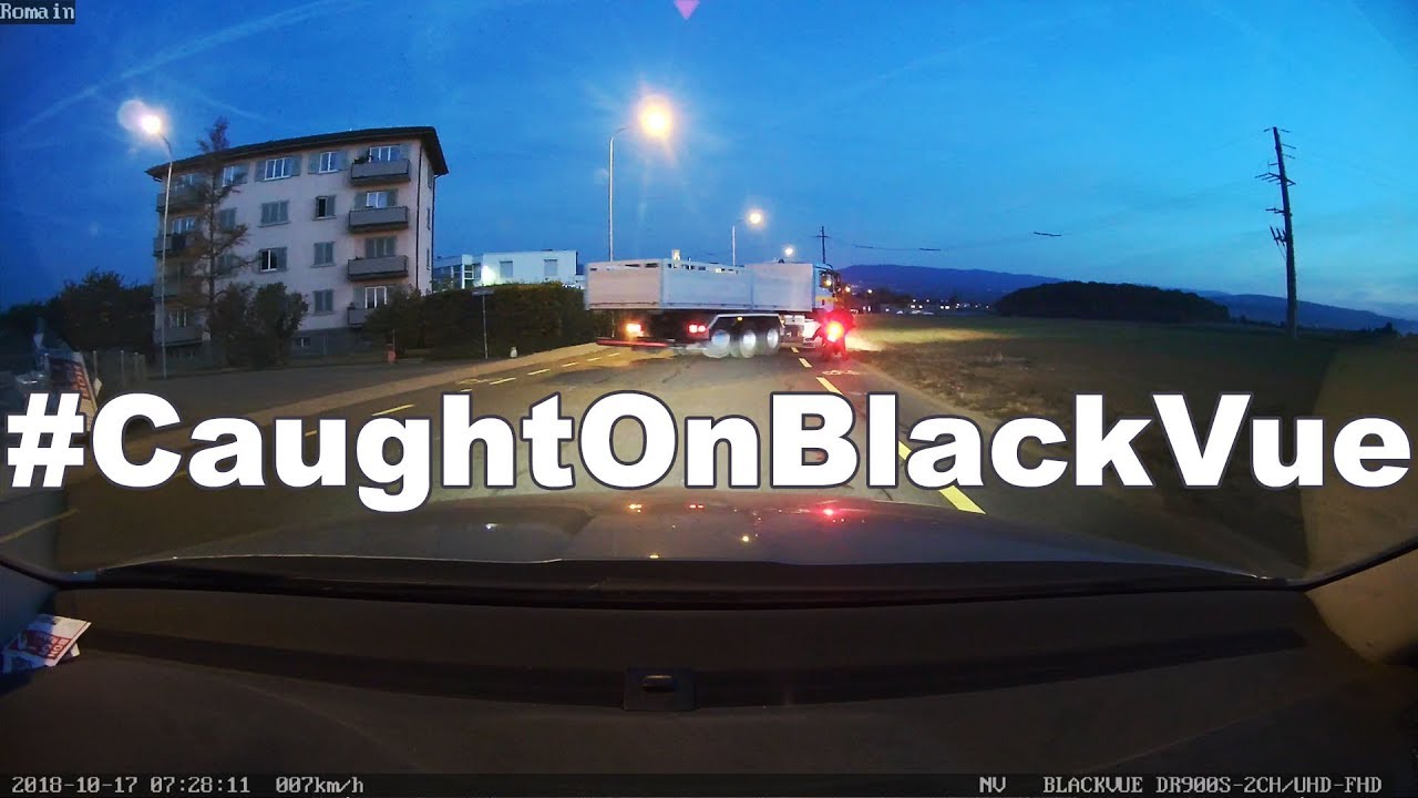 Guy Avoids Hitting Truck, Falls From His Bike #CaughtOnBlackVue