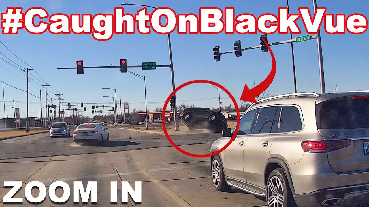 Intersection Rollover Caused by Red Light Runner #CaughtOnBlackVue