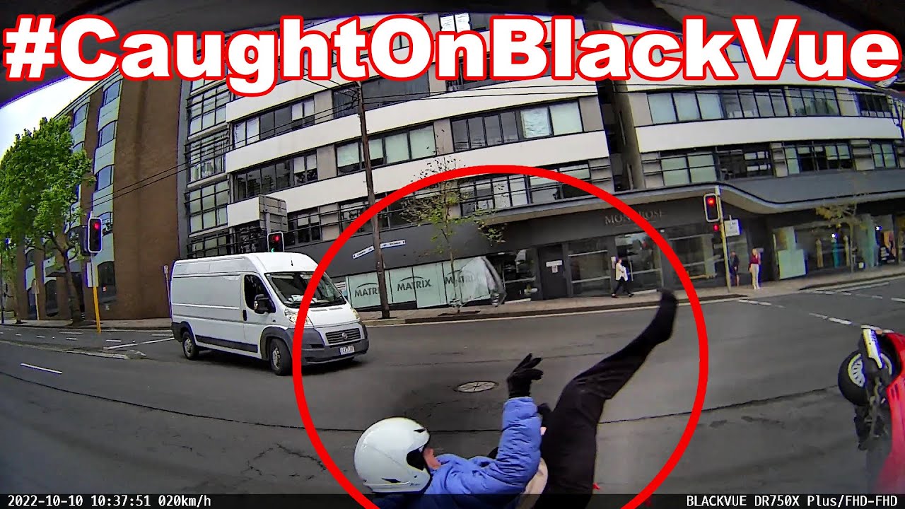 Motorcycle Crosses Intersection On Red, Crashes Into Car #CaughtOnBlackVue