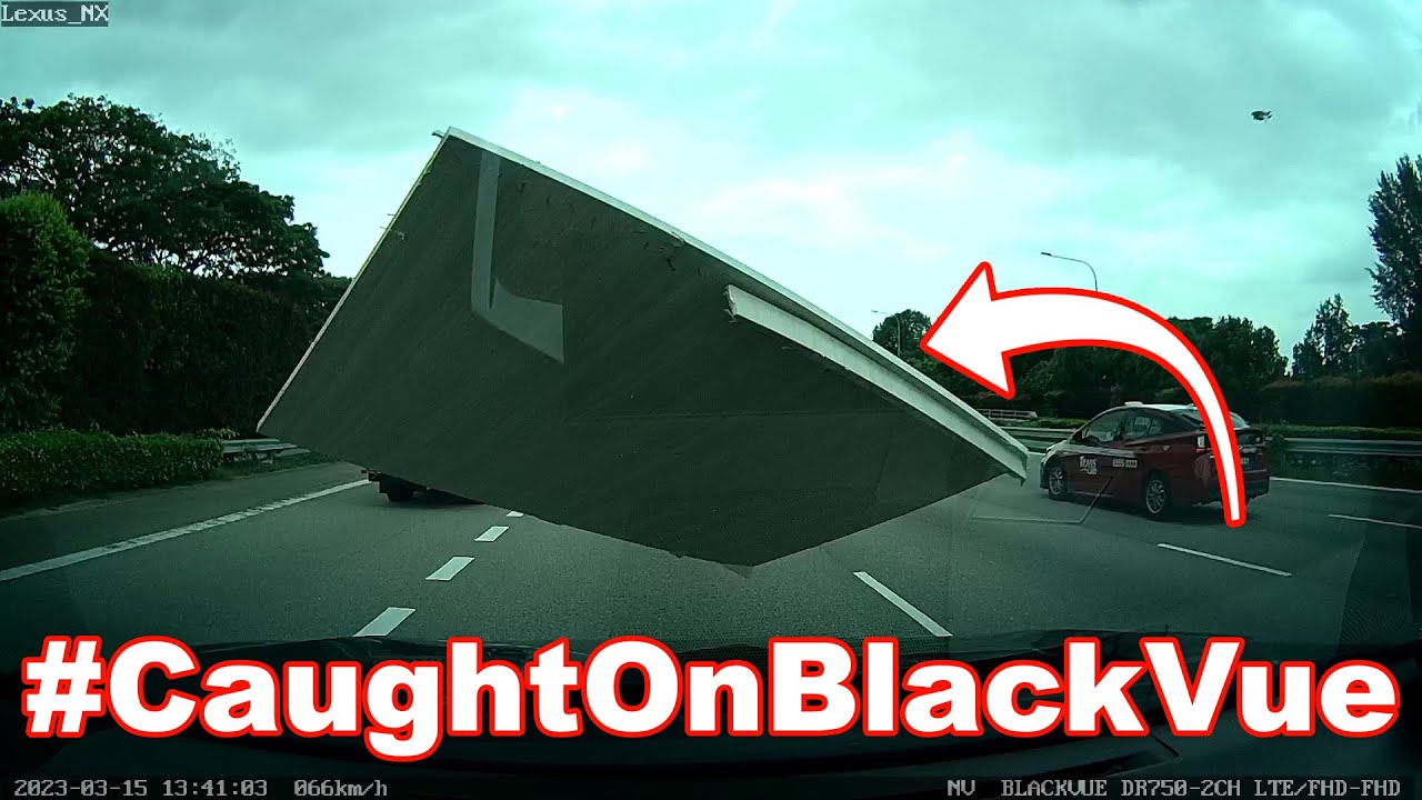 Unsecured Wooden Plank Flies Off Truck, Hits Another Car #CaughtOnBlackVue