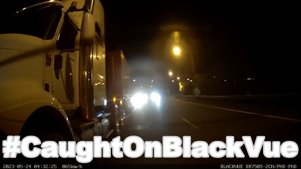 Semi Truck Crosses Over Solid Line, Hits Another Car #CaughtOnBlackVue