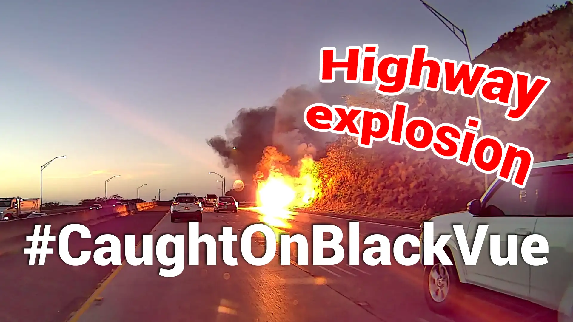 Roadside Fiery Explosion #CaughtOnBlackVue in Honolulu